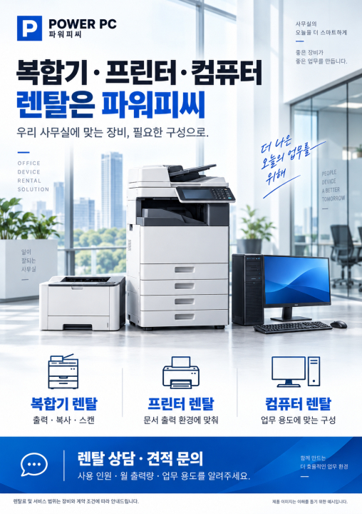 파워피씨 복합기·프린터·컴퓨터 렌탈 및 상담·견적 안내